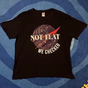 “Not Flat. We Checked.” NASA Parody Graphic Tee